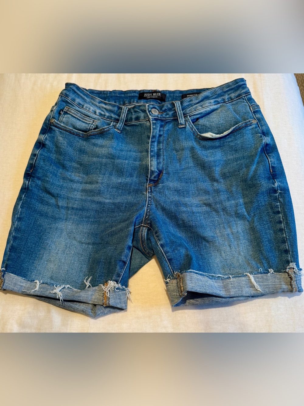 Judy Blue Mid-Rise Rolled Fray Hem Denim Shorts, plus size 16W